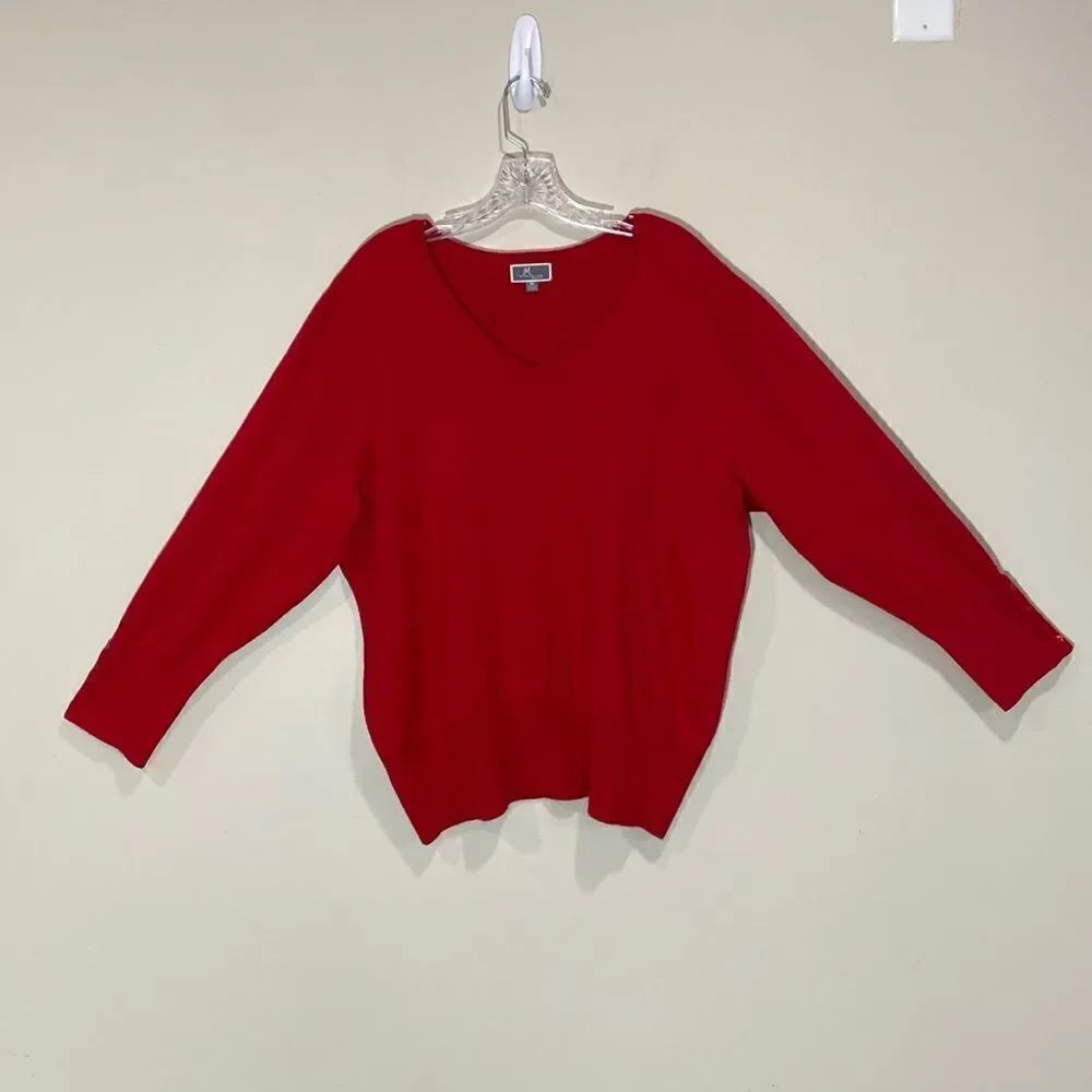 Red Long Sleeve Plus Size Top By JM Collection. Size 3X